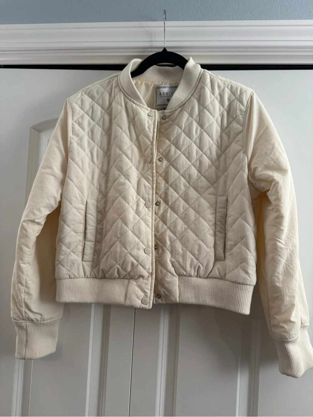 Quilted Bomber Jacket in Cream